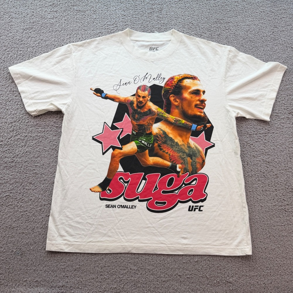 UFC Sean Suga O'Malley Graphic T-Shirt Mens Large White MMA Fighting Tee